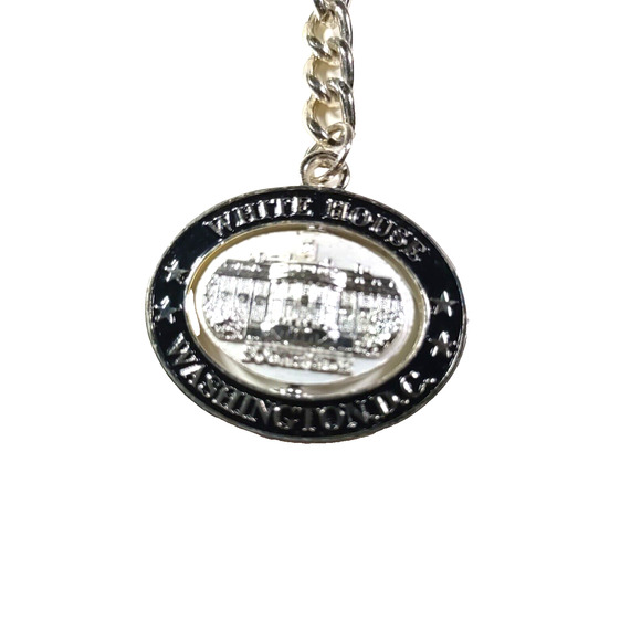 White House Washington D.C. Spinner Keychain Silver Tone Metal - Picture 4 of 4